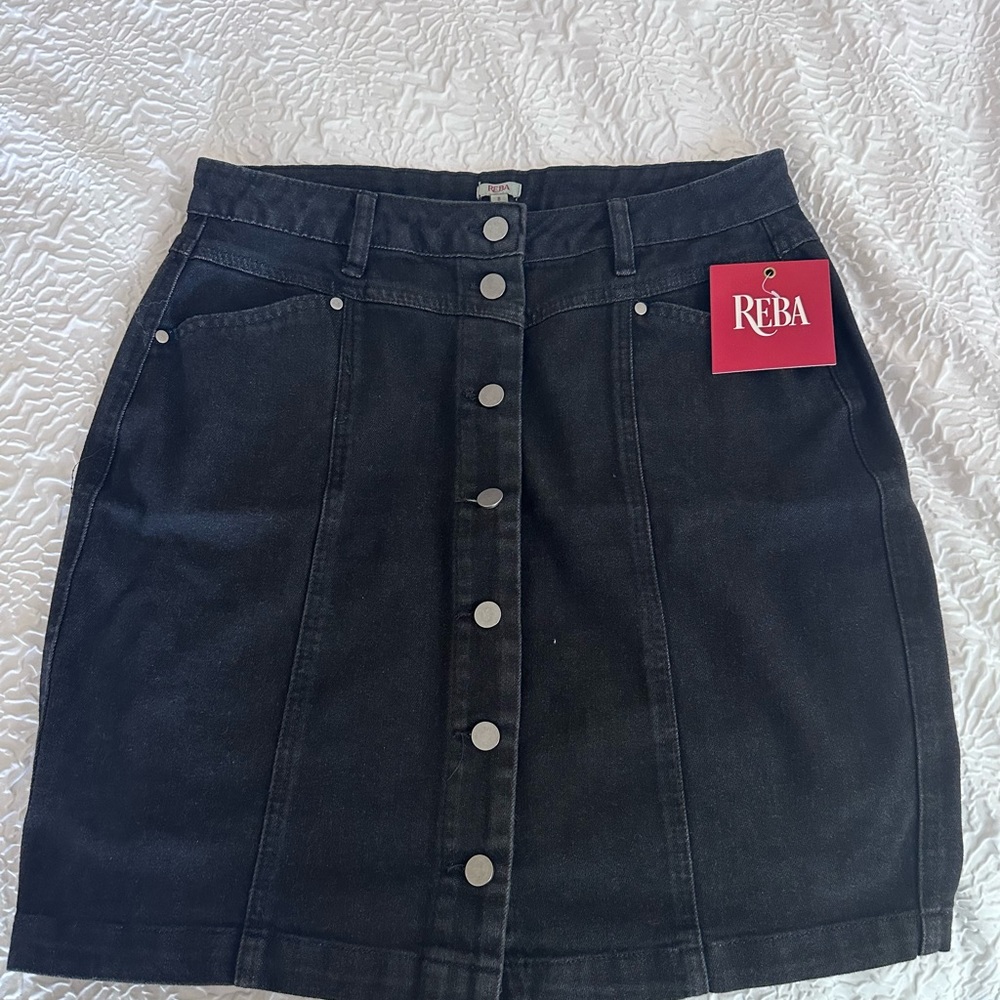 Reba black denim short skirt
